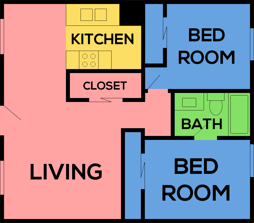 This image is the visual schematic representation of Plan B in White Sands Apartments.